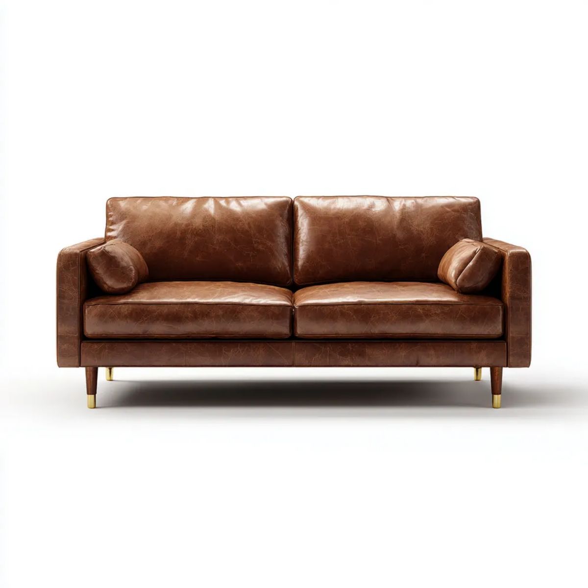 Dwuosobowa sofa ze skóry syntetycznej PU brązowo-złota 160 x 85 x 85 cm