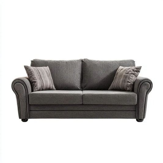 Szara sofa dwuosobowa z tapicerką poliestrową 170 x 90 x 90 cm